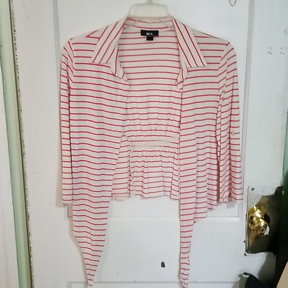 Red striped top with front tie